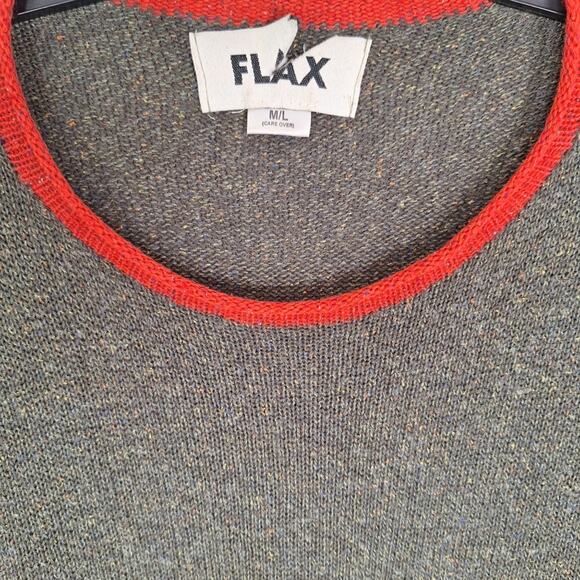 Rare Vintage Flax Dark Green Grey Blue Colorful Speckled Sweater w Pockets - Picture 3 of 9